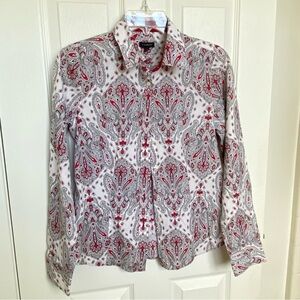 Talbots Women’s Long Sleeve Stretch Fit Paisley Print Button Up Shirt - Size 2
